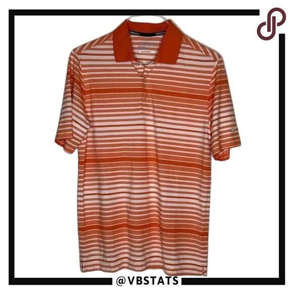 Nike Golf Tour Performance Dri-Fit Orange-White Striped SS Polo Shirt in Small - Picture 1 of 6